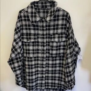Black Tape Women's Plaid Jacket - Black and White
